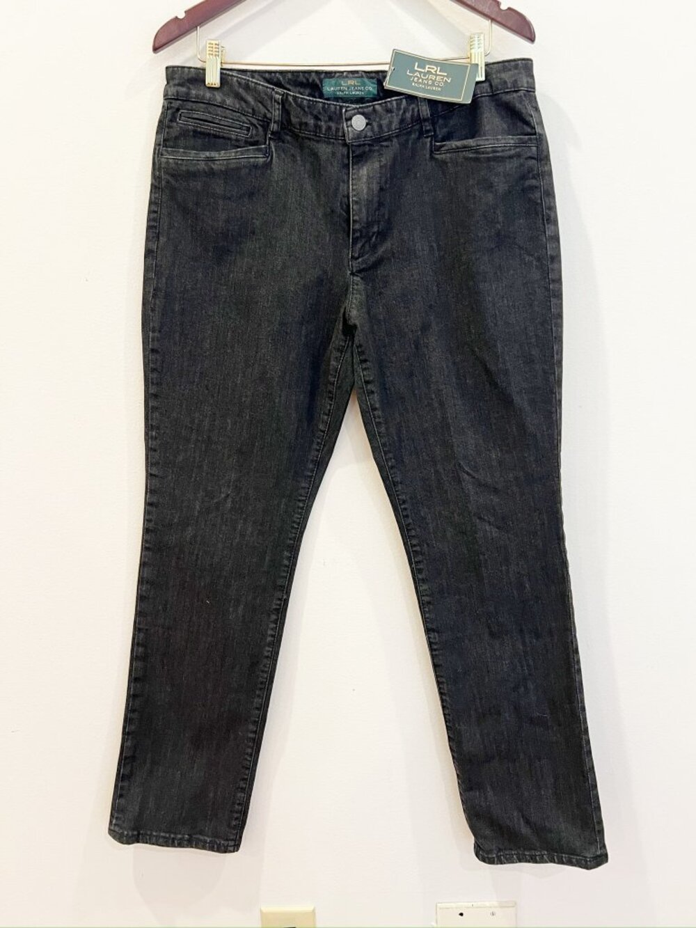 Lauren Ralph Lauren Jeans Womens 12 Black Icon Wash Straight Leg Stretch NEW